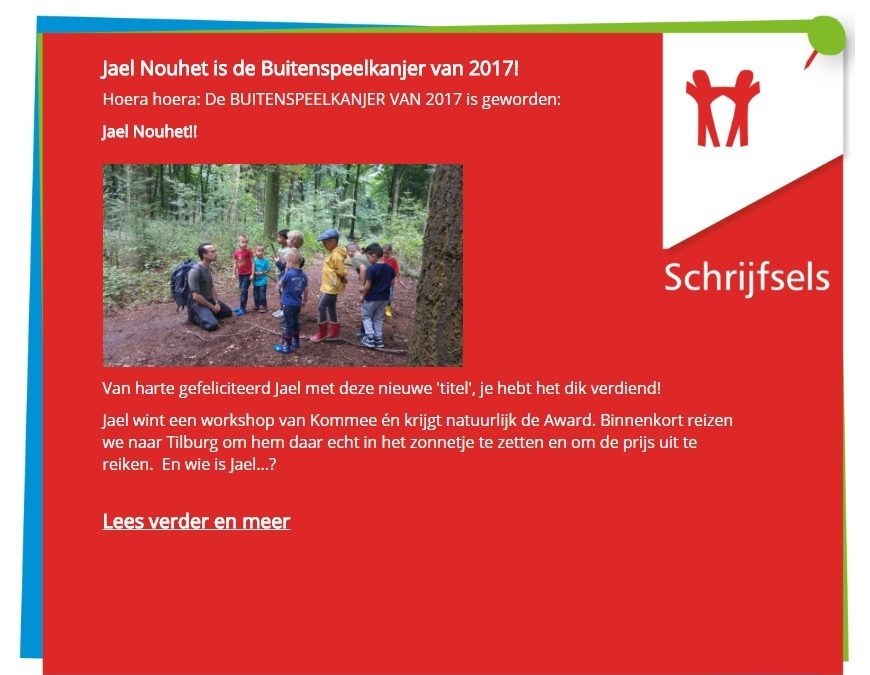 Uitreiking winnaar buitenspeelkanjer 2017